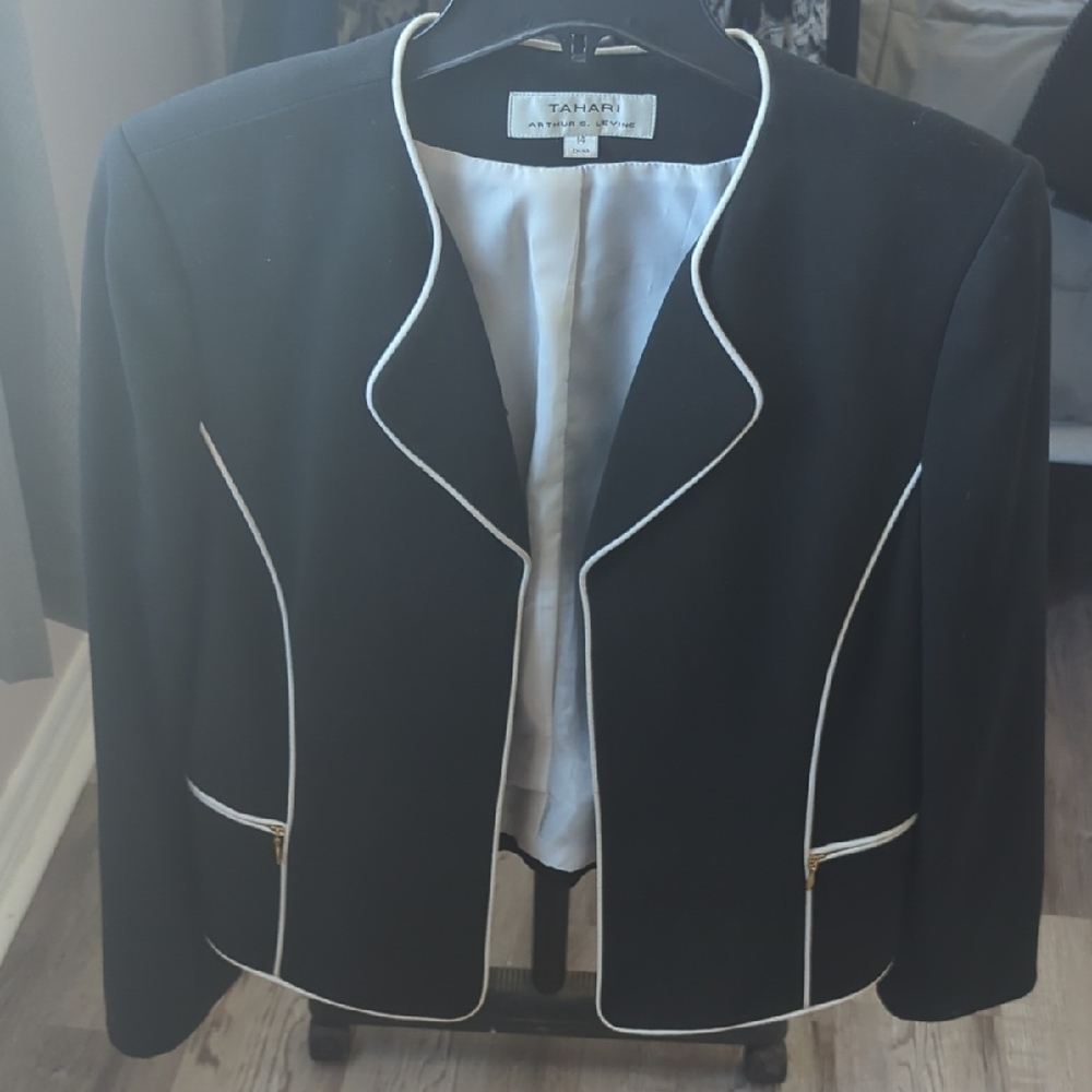 Women's Black Jacket with White Trim